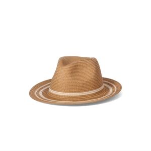 New Time and Tru Women's Striped Straw Panama Hat, Beige